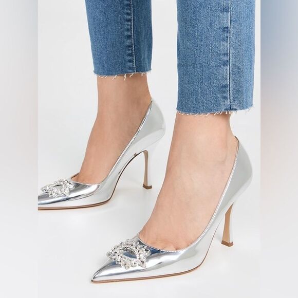 Nalebe Lirum By Amina Means Mirror Silver Pumps Crystals Size 7 - Picture 2 of 15
